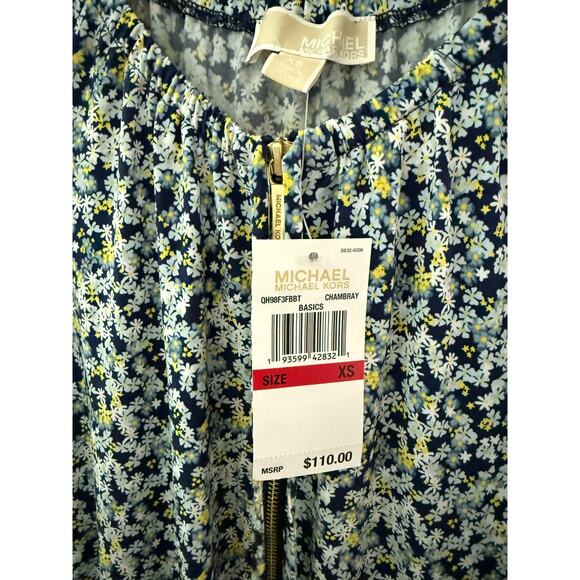 Michael by Michael Kors Preppy Ditzy Floral Dress‎ Multicolor Stretchy Size XS - Picture 4 of 9